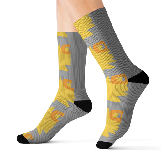 Fun Yellow, Orange and Grey Socks