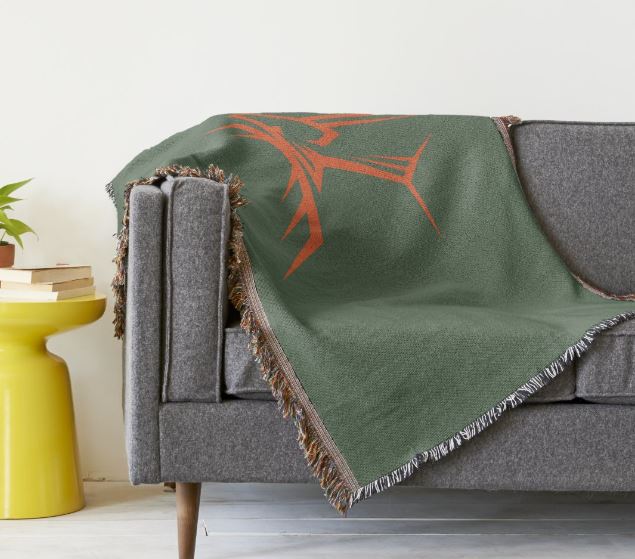 Buck Hunter Orange and Camo Green Blanket