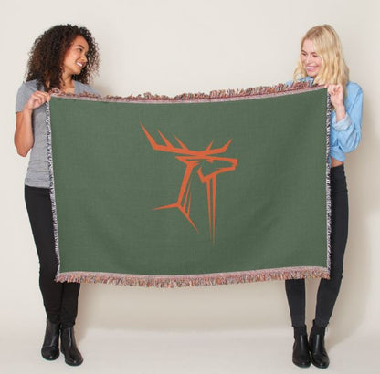 Buck Hunter Orange and Camo Green Blanket